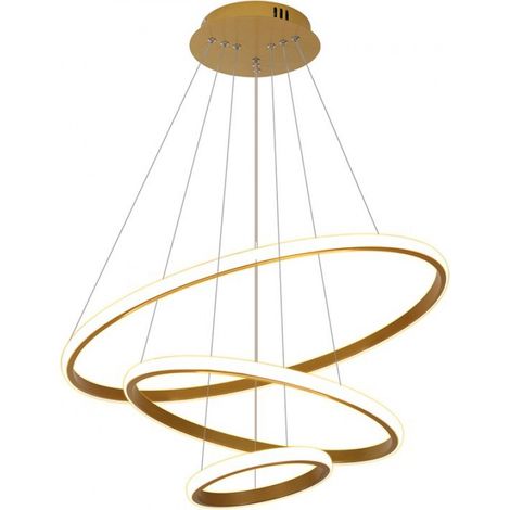 Suspension LED ronde dorée, 3 pièces, 20-60 cm, 36 W, température de couleur réglable (1/5)