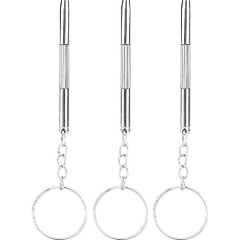 Tournevis Double Tête Mini 3 Pièces pour Lunettes et Montres avec Porte-Clés - Outils de Réparation (1/5)
