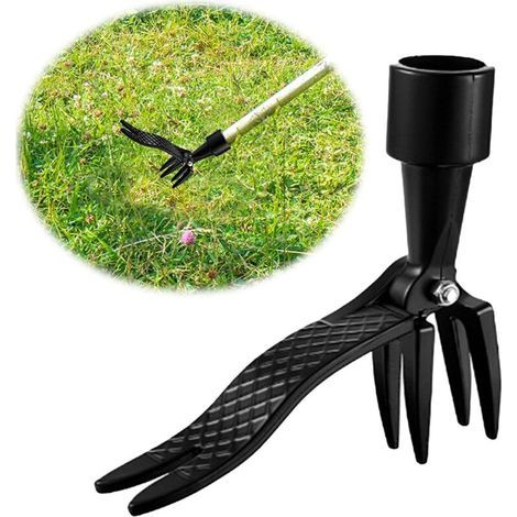 Manuelles Unkrautstechergerät für den Garten, stehend, mit 4 Zinken, Unkrautstecher für Garten/Terrasse/Hinterhof, schwarz (1/5)