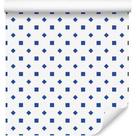 Papier peint à pois blancs et azur, fond blanc pour salon et chambre 50x1000 cm (1/5)