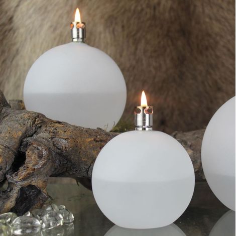 Lampe à huile forme boule en verre givré - taille M - Peri (1/5)