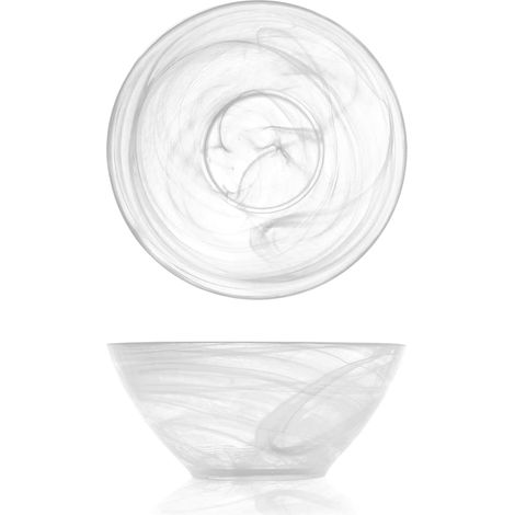 H&H Alabastro Set 6 Coppette Dessert, Vetro 14 cm, Bianco, 14x14x6 cm, 6 Unità