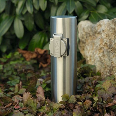 Heitronic 35103 Gartensteckdose 2fach Edelstahl erhöhter Berührungsschutz