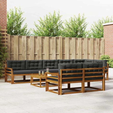 vidaXL Outdoor-Sofagarnitur mit Kissen 9 pcs Natur und Anthrazit (1/5)