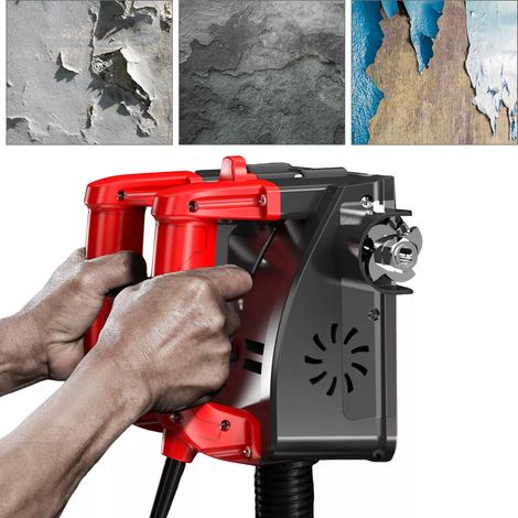 220 V / 50 Hz, Pialla elettrica a muro, fresa per calcestruzzo, levigatrice per cemento, smerigliatrice per intonaco, 1200 W, adatta per pareti in calcestruzzo e pareti in camice (nero e rosso) (1/5)