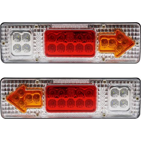 2PCS Feux de Remorque LED,Multifonctionnel Feux Remorque LED 12V 24V Feux arrière,Feux Stop, Feux Position,Dynamique Clignotant pour Camion Caravane Tracteur (Modèle C) (1/5)