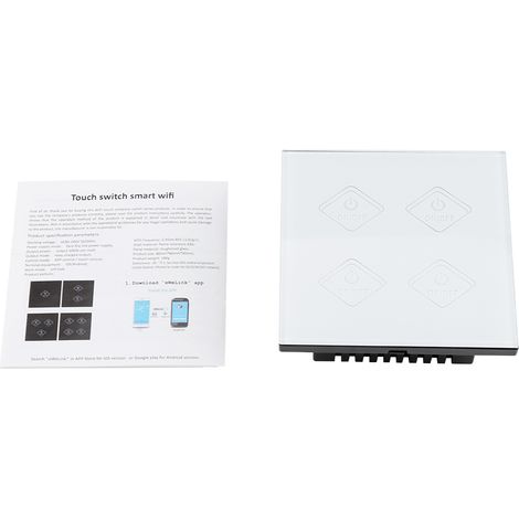 Interrupteur Tactile Sans Fil 4 Voies - Compatible Alexa Google Home - 90-250 V CA - Blanc (1/5)