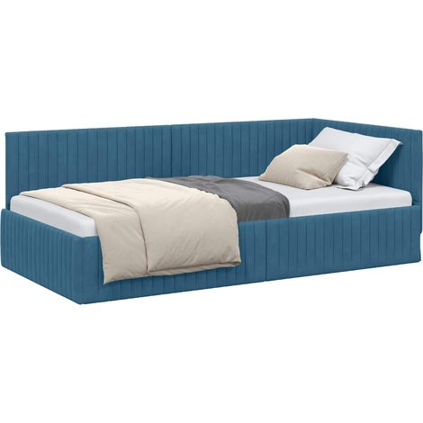 Maison Exclusive - Cornice del letto ad angolo Blu 100 cm x 200 cm Velluto (1/5)
