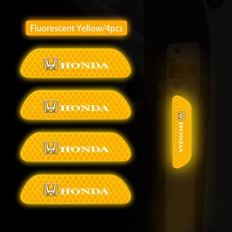 (Jaune) 4 autocollants réfléchissants d'ouverture de porte pour voiture, compatibles avec Honda Civic, Fit, Jazz, Accord, Pilot, CRV, Odyssey, Passport, City et HRV. (1/4)