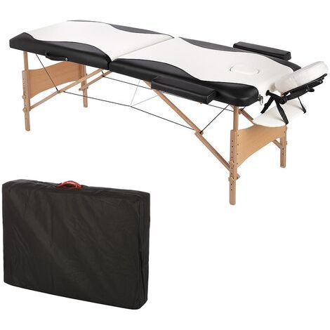 2 ZONEN MOBILE MASSAGELIEGE INKL.TASCHE KOSMETIKLIEGE KLAPPBAR WEISS/SCHWARZ NEU (1/5)