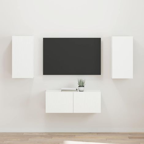TV-Schrankset Wandmontiert 2 pcs Weiß Holzwerkstoff