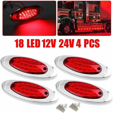 4x Rote 18-LED Seitenmarkierungsleuchten Camion Remorque RV Umrissleuchte Außen 12V (1/5)