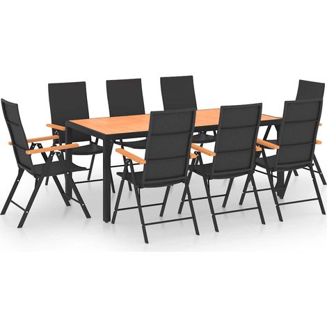 Maison Exclusive - Set da Pranzo da Giardino 9 pz Nero e Marrone (1/5)
