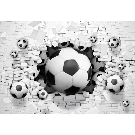 Papier peint panoramique 3D pour enfants avec motif football, décoration murale multicolore – 200 x 140 cm Wallarena (1/4)