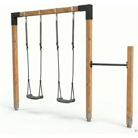 EXIT Linea 85 balançoire double en bois avec barre fixe (1/5)