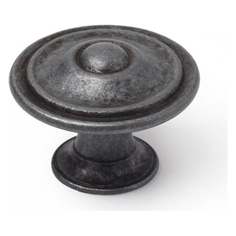 Lotto di 4 pulsanti rotondi per mobili in metallo argento antico mod. 3110 ø35mm. Rei