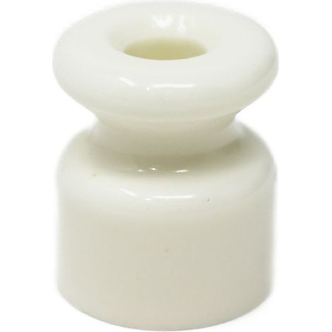 Aislante de porcelana blanco vintage para instalación con cable trenzado