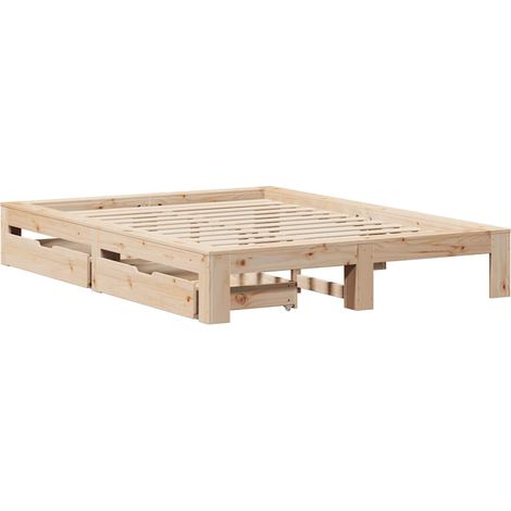 Cadre de lit sans matelas 140x190 cm bois de pin massif vidaXL (1/5)