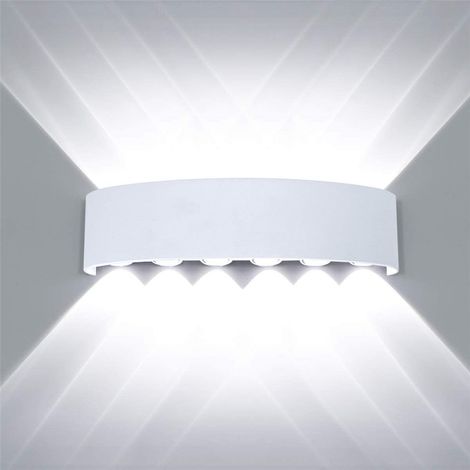 Apliques de Pared Interior, 12W Moderno LED Lámpara de Pared Interior de Aluminio para Pasillo Escalera Dormitorio (Blanco/Blanco Frío)