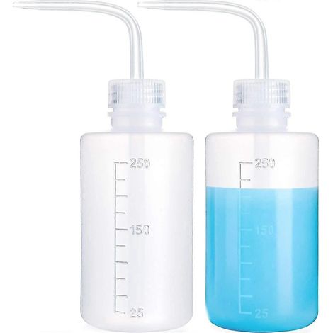 2er-Pack Gießkanne, 250 ml, Sukkulenten-Gießflasche, Pflanzen- und Blumen-Quetschflasche, Kunststoff-Spülflasche mit biegsamer Öffnung, Sicherheits-Spülflasche, klein, weiß