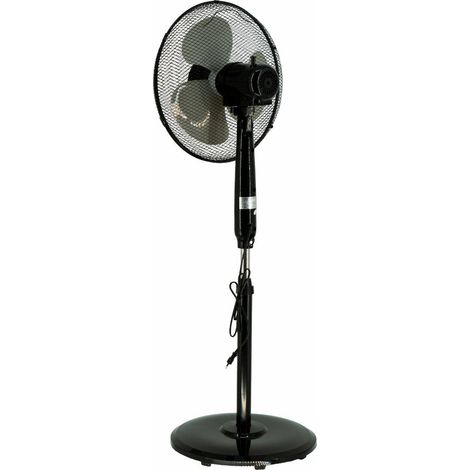 Ventilateur sur pied Volteno noir + télécommande, empattement de 40 cm (1/3)