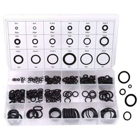 Pair O-Ring-Set, 225 Antivibrations-Gummischeiben, 18 Größen, Sortiertes O-Ring-Set, O-Ring-Unterlegscheiben-Set (Schwarz)