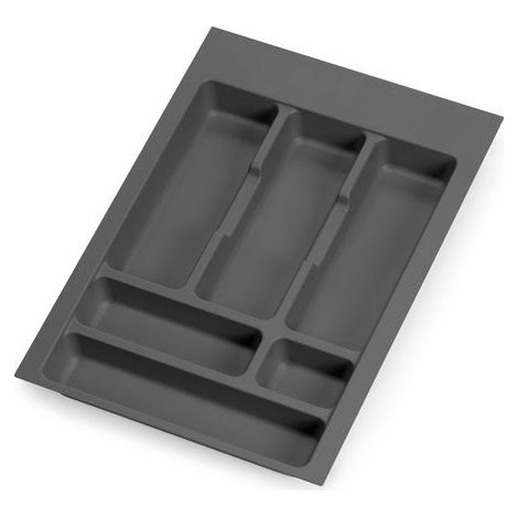 Emuca – Range couverts gris anthracite 32,2 x 47,3 cm – Pour tiroirs 400 mm de large – Plastique durable – Optimise l'espace de rangement