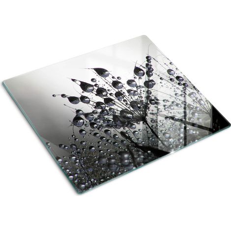 Planche de cuisine, couvre plaque, verre planche découper, verre trempé – 60 x 52 cm - Pissenlits