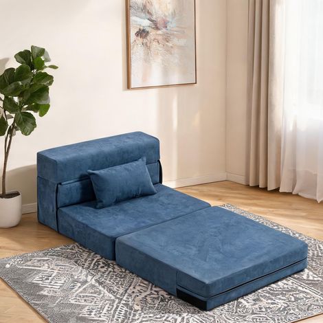 Fauteuil relax coloris bleu en foam 210 x 80 x 15 cm (1/5)