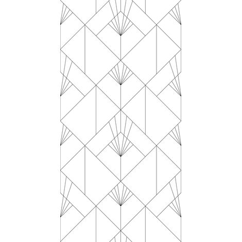 papier peint panoramique art déco blanc et noir - ESTAhome (1/4)