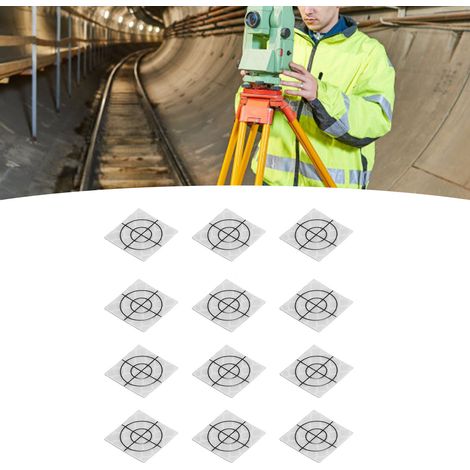 Packung mit 100 Leica-Sichtreflektoren für Totalstationen, zur Messung von Tunneln und Entfernungen selbstklebende Reflektorstreifen in Diamantqualität, 2 x 2 cm.