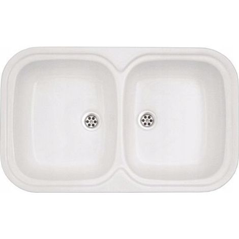 Fregadero doble de acrílico Polimat ZD-79 blanco de 79x48 (1/3)