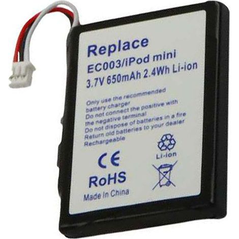 Batterie Li-ion - AVIZAR - iPod Mini 1G/2G - 650mAh - 3,7V - Noir (1/3)