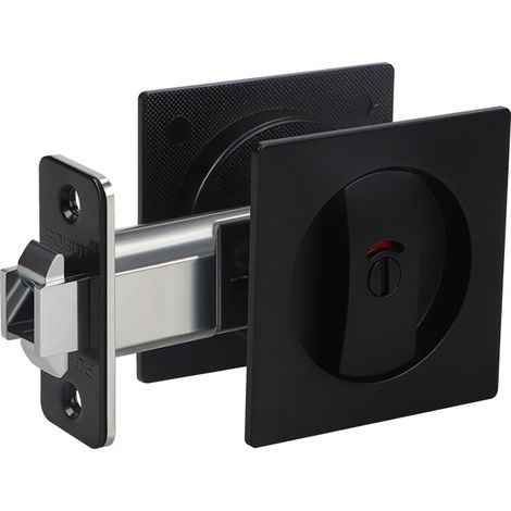 Serrure de porte coulissante noire avec tirette, indicateur rouge et vert, pour chambre/salle de bain/bureau, montage encastré, montage en surface, quincaillerie de porte coulissante moderne (1/4)