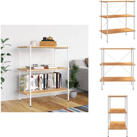 Regal mit 3 Böden Weiß und Eiche-Optik 80x40x92 cm - Bücherregal - Regal Weiß - Regal Mit 3 Böden - Wohnraumorganisation - Aufbewahrungslösung (1/5)