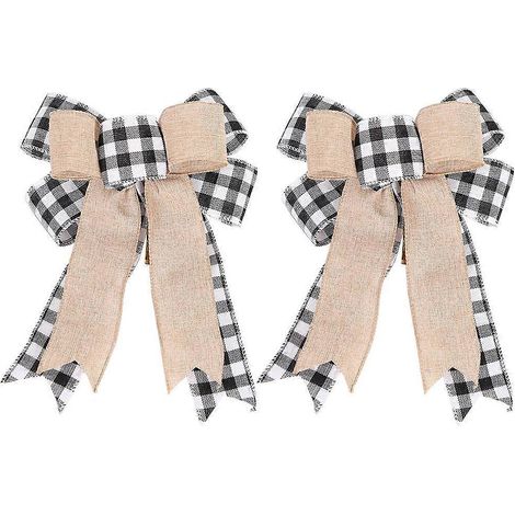 Lot de 2 nœuds papillon décoratifs créatifs pour sapin de Noël-26x18cm-Black