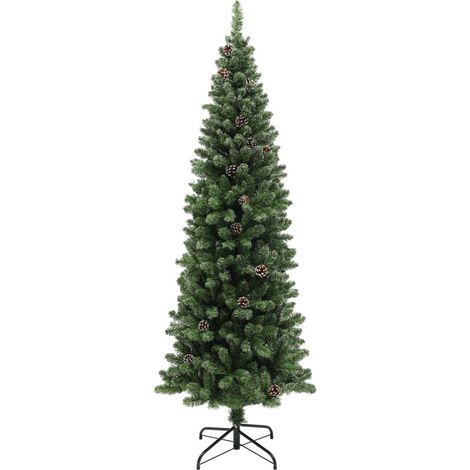 Sapin de Noël artificiel ultra-fin de 180 cm avec structure en acier pliable, 618 épines, vert (1/5)