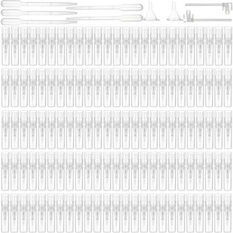 Lot de 109 Mini Flacons Vaporisateurs en Plastique Transparent 2ML Echantillon Parfum Vide Spray, Flacons Vaporisateurs Vides de Voyage Transparents Portable Flacons Atomiseurs (1/5)