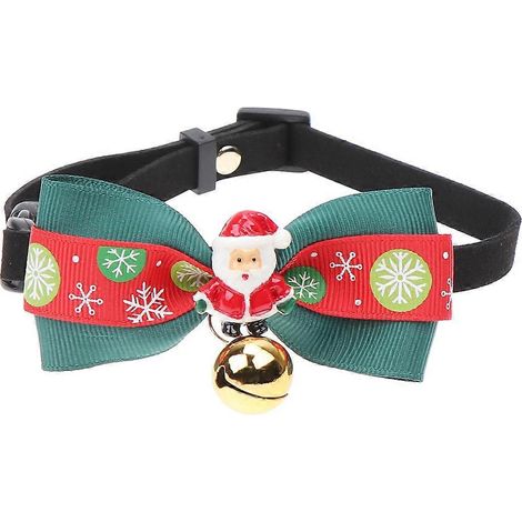 Collier de Noël pour animaux de compagnie, orné d'un nœud papillon, avec une clochette simple et créative, pour chat, chaton ou chien.-S (1/2)