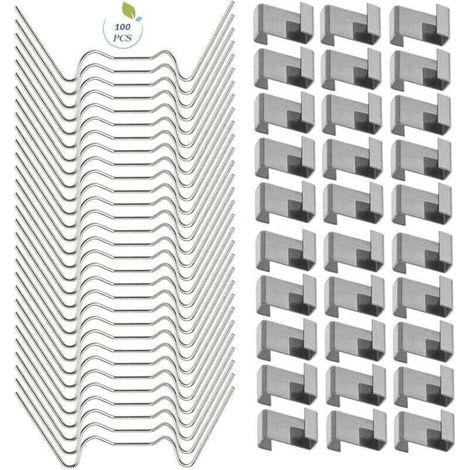 100 clip per serra per vetro, clip per finestre di serra in acciaio inossidabile, accessorio per serra (50 clip in filo di acciaio inossidabile 304, 50 clip a sovrapposizione in acciaio inossidabile) 