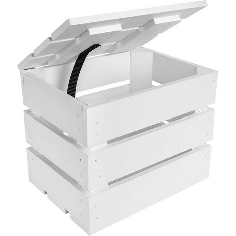 Grande Boîte de Rangement en Bois Blanc 27,5 x 20 x 21,5 cm