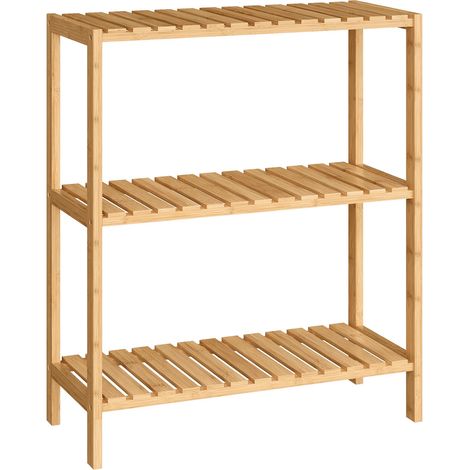 Étagère de Rangement en Bambou, Meuble à Chaussures à 3 Niveaux, 60 x 26 x 66 cm, pour Entrée, Salle de Bain, Balcon, Naturel, Bambou BCB33Y (1/5)