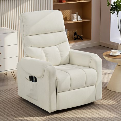 Sillón Levanta Personas con 8 Punto de Masaje Reposapiés Mando a Distancia y Bolsillo Lateral 83x92x110 cm Beige (1/5)