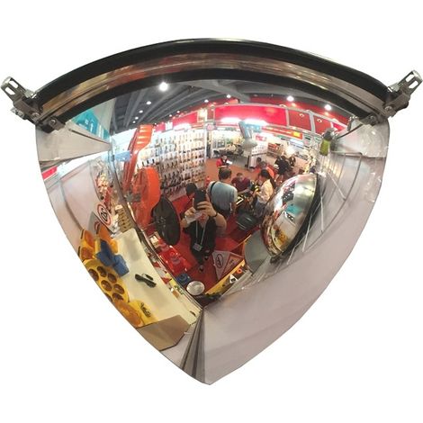 PROVOST - Miroir de sécurité hémisphérique convexe en acrylique noir - Quart de dôme (vision à 90°)
