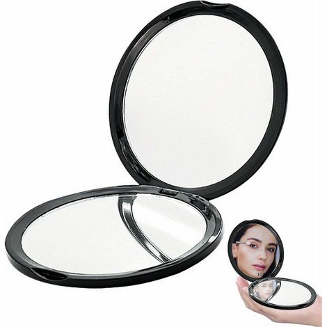 Miroir de poche grossissant pour sac à main, grossissement 1x/30x, miroir de maquillage de voyage double face ( ) (1/4)