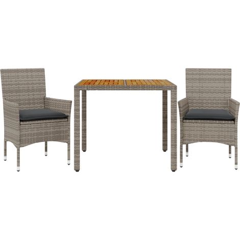 Maison Exclusive - 3-tlg. Garten-Essgruppe mit Kissen Grau Poly R