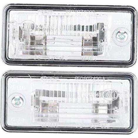 Zwei Kennzeichenleuchten. Teilenummern 8E0807430A und 8E0807430B. Passend für A3, A4, A5, A6, C6, A8, D3, Q7 und RS4.
