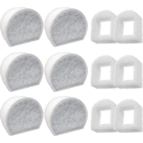 Pack of 12 Foam Pre-Filters and Carbon Filter Compatible with PetSafe Drinkwell Fountain INOX 360 Avalon Pagoda Seascape and Sedona Fountains, Filter for Cat and Dog Water Fountain (1/5)