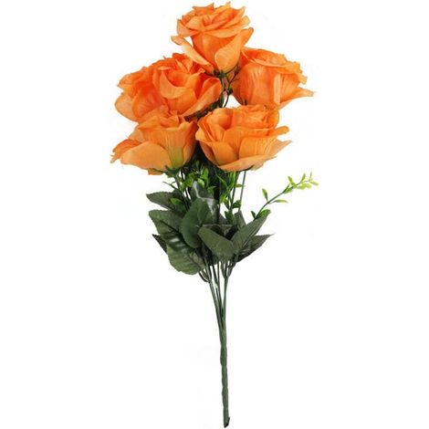 Künstliche Rosen im Strauß – 7 Stück, Orange, 54 cm (1/3)