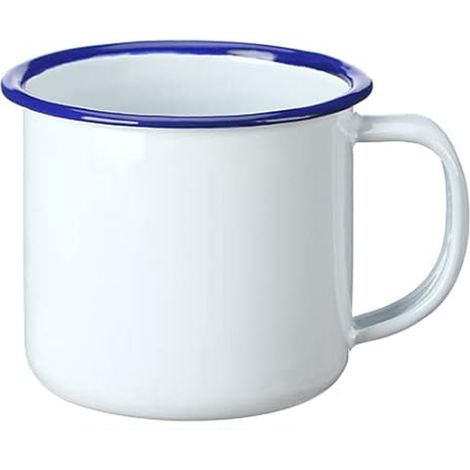 Zylindrische Tasse aus dickem, reinweißem Emaille, 6-12 cm, nostalgischer Retro-Stil, ideal für Büro und Zuhause. (1/5)